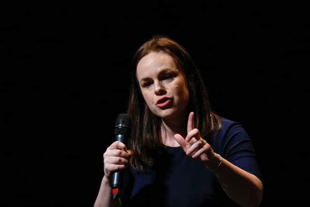 Finance secretary Kate Forbes speaks during an SNP leadership hustings in Aberdeen. Picture: Craig Brough/POOL/AFP via Getty Images