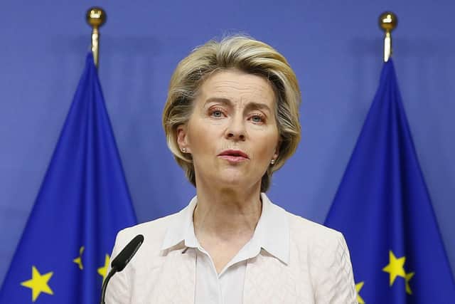 European Commission president Ursula von der Leyen makes a statement on camera regarding Brexit negotiations. Picture: Julien Warnand