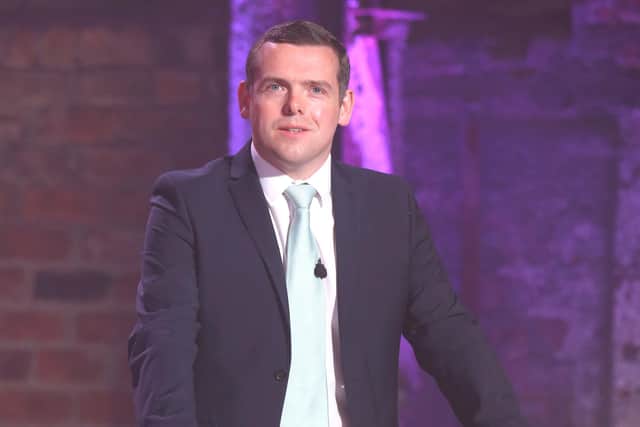 Scottish Conservative party leader Douglas Ross, as Scottish party leaders take part in Channel 4 News election debate in Glasgow.