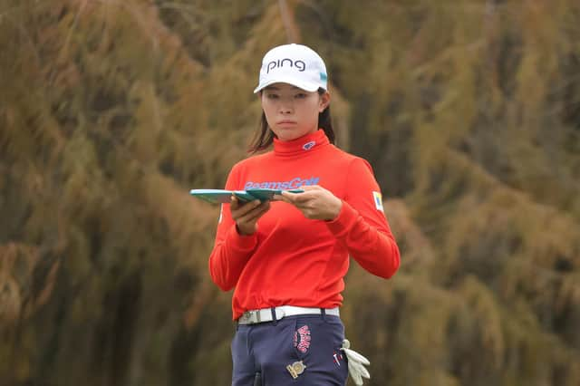 Hinako Shibuno of Japan looks over a putt on the 18th green during the second round of the 75th US Women's Open at Champions Golf Club in Houston, Texas. Picture: Carmen Mandato/Getty Images