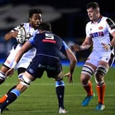 Edinburgh's Bill Mata takes on Rory Thornton of Cardiff Blues. Picture: Ryan Hiscott/INPHO/Shutterstock