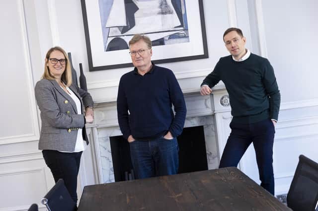Justine Muir, Alan Crawley and Chris Foley of Optima Partners. Picture: Duncan McGlynn