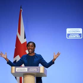 UK Conservative leader Kemi Badenoch has pledged to build a £10 billion air defence system named 'Britannia Shield', which was initially described by party officials as 'in essence, a British Iron Dome' (Picture: Christopher Furlong/Getty Images)