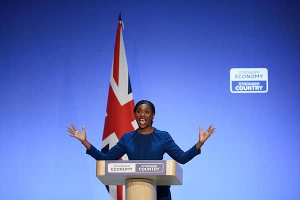 UK Conservative leader Kemi Badenoch has pledged to build a £10 billion air defence system named 'Britannia Shield', which was initially described by party officials as 'in essence, a British Iron Dome' (Picture: Christopher Furlong/Getty Images)