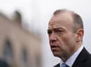 Northern Ireland Secretary Chris Heaton-Harris speaking to the media  at Hillsborough Castle after his meetings with Stormont leaders over Brexit and the Windsor Framework.
