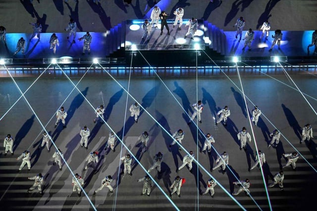South Korean singer Jung Kook was joined by futuristic dancers during his performance at the ceremony.