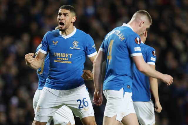 Rangers defender Leon Balogun, pictured celebrating his goal in the Europa League group stage game against Brondby in October, is fit again and available for Thursday hight's meeting with Borussia Dortmund. (Photo by Ian MacNicol/Getty Images)
