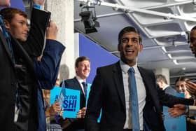 Rishi Suna  attends a speech at The Queen Elizabeth II Conference Centre
