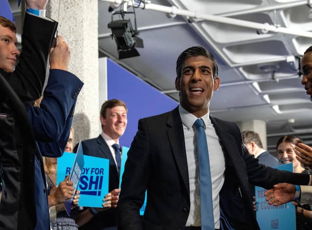 Rishi Suna  attends a speech at The Queen Elizabeth II Conference Centre