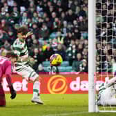 Jota scores Celtic's opener in the victory over Kilmarnock at Celtic Park. (Photo by Craig Williamson / SNS Group)