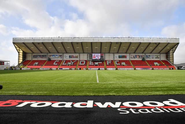 A general view of Clyde's Broadwood Stadium