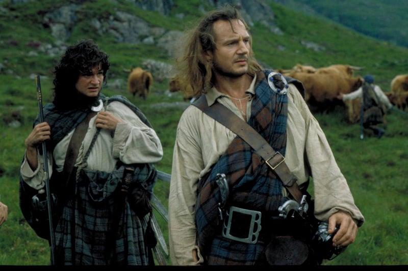 Rob Roy is a historical drama directed by Michael Caton-Jones. It features Liam Neeson as Rob Roy MacGregor, a Scottish clan chief in 18th-century Scotland who must do battle with one villainous nobleman in the Scottish Highlands. The film, while not necessarily centred on romance, does depict Rob Roy’s devotion to his family and wife Mary MacGregor who share touching moments together on-screen.