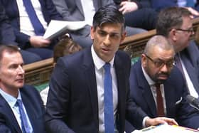 Prime Minister Rishi Sunak speaks during Prime Minister's Questions in the House of Commons.