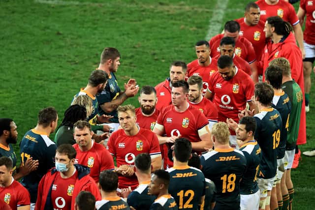 The British and Irish Lions look dejected as they leave the field after their defeat against South Africa A. Picture: David Rogers/Getty Images
