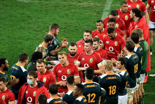 The British and Irish Lions look dejected as they leave the field after their defeat against South Africa A. Picture: David Rogers/Getty Images