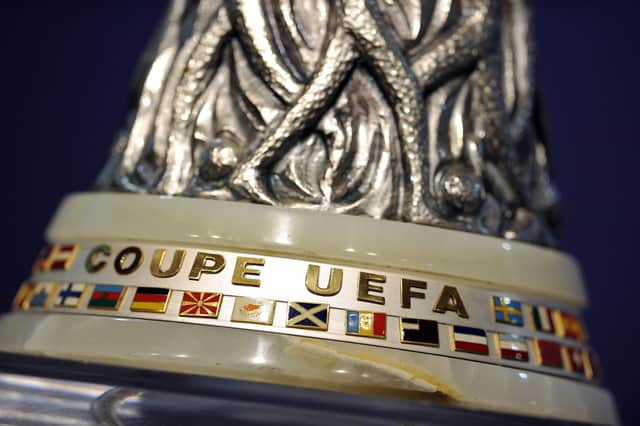 Rangers are bidding to become the first Scottish winners of the Europa League/UEFA Cup trophy when they face Eintracht Frankfurt in Seville in May 18. (Photo by Harold Cunningham/Getty Images for UEFA)