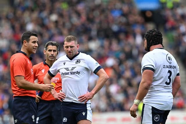 Zander Fagerson, pictured right, saw his yellow card upgraded to a red.