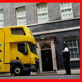 A van from the company Bishop's Move, which specialises in removals, storage and shipping, in Downing Street