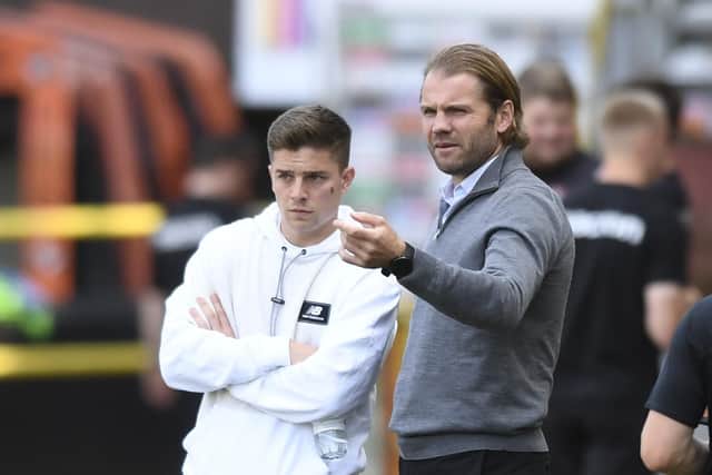 Hearts manager Robbie Neilson (right) with new Australian cap Cammy Devlin. Photo by Mark Scates / SNS Group