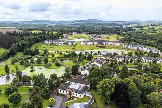 An aerial view of the site of Auchlochan Garden Village in Lesmahagow, South Lanarkshire.