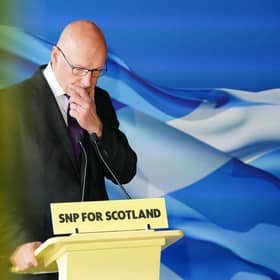 First Minister John Swinney speaking to the media at The Port of Leith Distillery in Edinburgh, following the landslide general election victory for the Labour Party. Picture: Jane Barlow/PA Wire