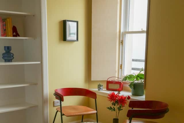 A double bedroom at the 11-bedroom Dophin Inn Hostel, where the decor is simple and fresh, with a splash of the quirkiness you find in the public areas. Pic: Lisa Bryson