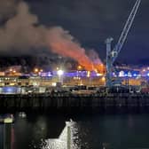 The aftermath of an explosion and fire at a block of flats in St Helier, Jersey. (Pic: @just_daniel1411)
