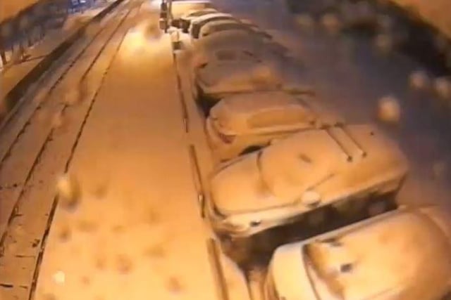 CCTV cameras at ScotRail stations picked up the snow at Insch earlier today