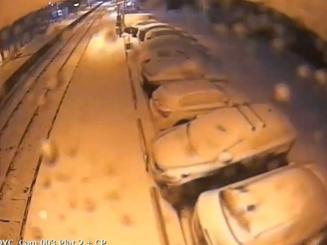 CCTV cameras at ScotRail stations picked up the snow at Insch earlier today