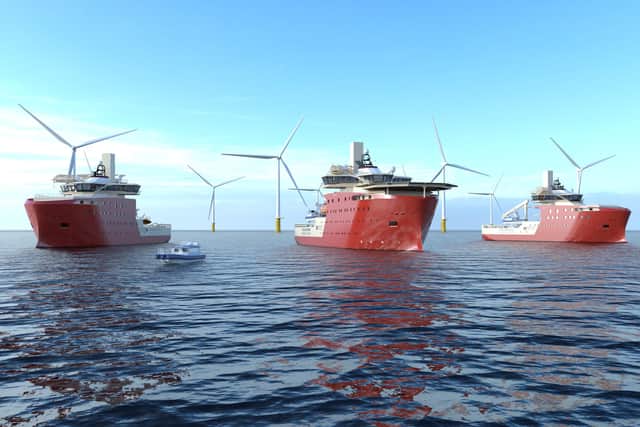 An image showing the proposed vessels that would be used for the giant Dogger Bank offshore wind farm.