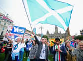 The SNP is now flying a different flag to those raised by independence supporters in 2014 (Picture: Jeff J Mitchell/Getty Images)