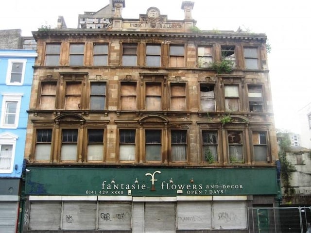 A beautiful structure, the India Buildings dates from the 1870s, however, today it stands as little more than a derelict pigeon loft.