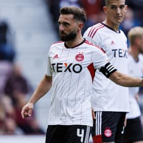 Aberdeen's Graeme Shinnie reacts during the defeat by Hearts.