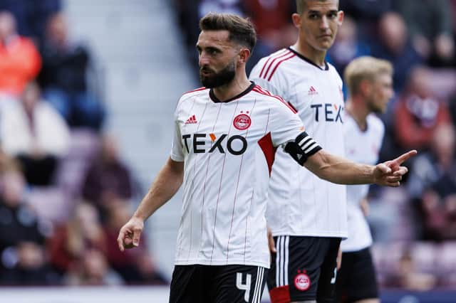 Aberdeen's Graeme Shinnie reacts during the defeat by Hearts.