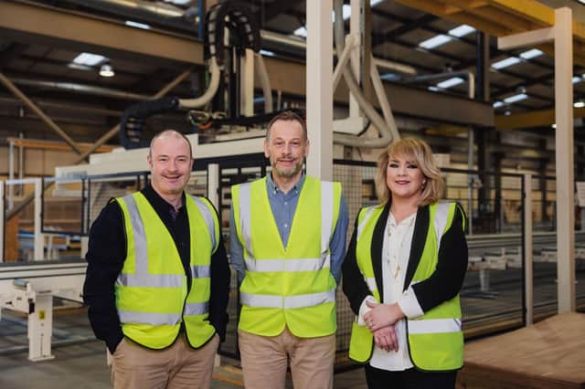 Kirkwood Timber Frame MD, Malcolm Thomson (centre) with Steven Robbie and Barbara Massie