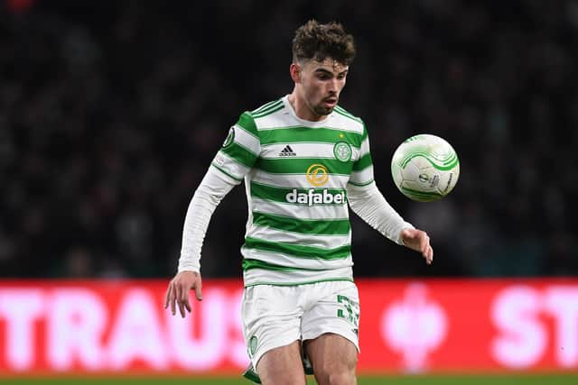 Celtic's Matt O'Riley during a UEFA Conference League Last 32 first leg match against Bodo/Glimt.