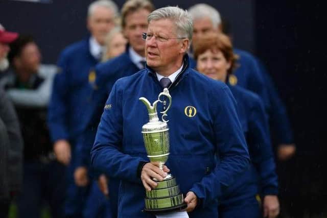 R&A Chief Executive Martin Slumbers with the Claret Jug at Royal Portrush in 2019. Picture: The R&A