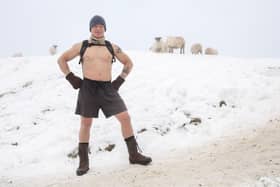 John Carstairs, 55, who frequently walks in the Pentland Hills near Edinburgh in his shorts. Relishing the cold and praising the health benefits it can bring (Photo: SWNS).