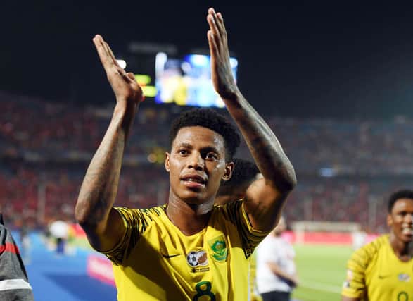 Bongani Zungu celebrates South Africa's win against Egypt in the last 16 of the Africa Cup of Nations in 2019. (Photo by Ahmed Hasan/Gallo Images)