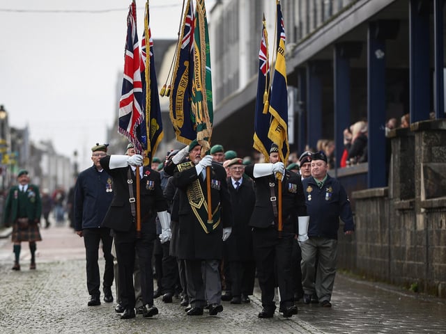 Veterans and serving members of the armed forces gather to commemorate and pay respect to the sacrifice of service men and women who fought in the two World Wars and subsequent conflicts on November 10, 2024 in Fort William