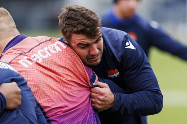 Sam Skinner during an Edinburgh Rugby training session at Hive Stadium. The forward has been sidelined due to a knee injury but is back to full fitness. (Photo by Mark Scates / SNS Group)