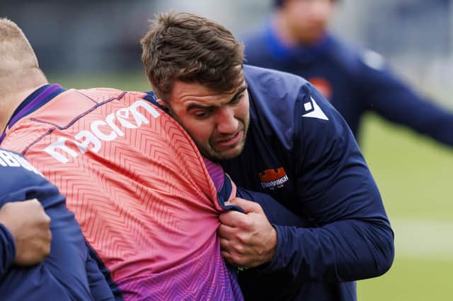 Sam Skinner during an Edinburgh Rugby training session at Hive Stadium. The forward has been sidelined due to a knee injury but is back to full fitness.  (Photo by Mark Scates / SNS Group)
