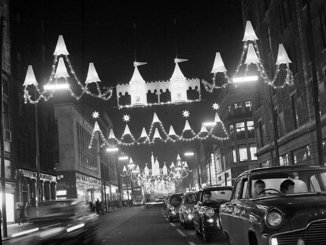 Christmas lights in Glasgow city centre in 1963.