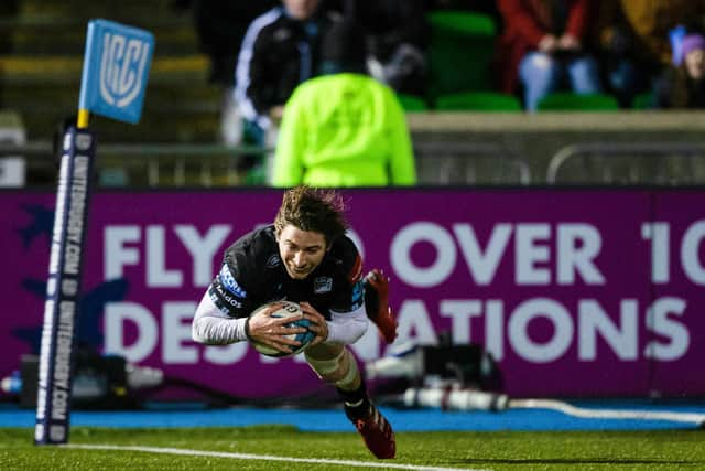 The match-winning moment as Sebastian Cancelliere scores his second try of the game against the Stormers. (Photo by Craig Williamson / SNS Group)