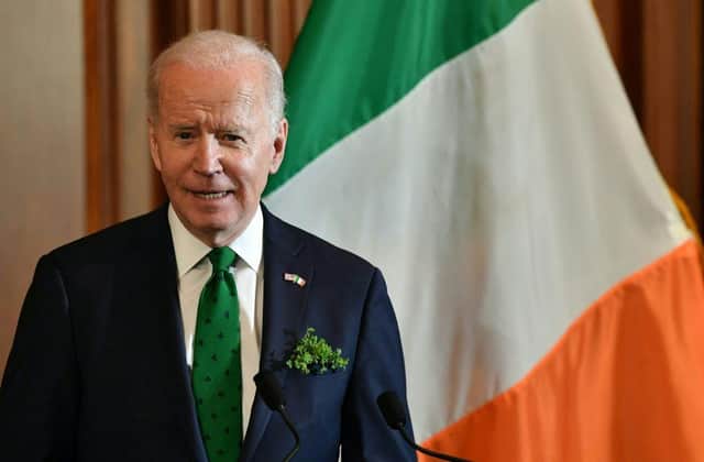 US President Joe Biden at the annual St Patrick's Day luncheon on Capitol Hill this week (Picture: Nicholas Kamm/AFP)