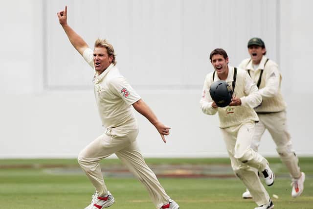 Shane Warne celebrates taking his 700th wicket during day one of the fourth Ashes Test Match between Australia and England at the Melbourne Cricket Ground on December 26, 2006.  (Photo by Mark Dadswell/Getty Images)