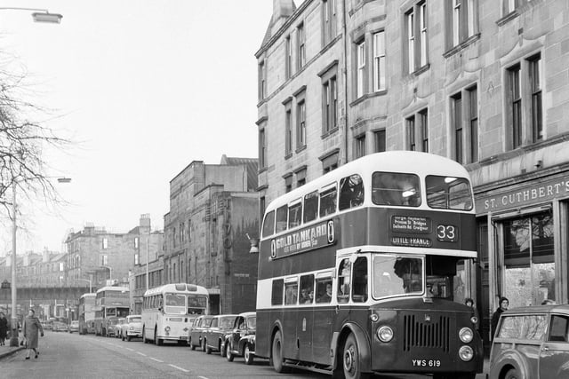 A number 33 bus out on service during a bus strike in Edinburgh in November 1964.