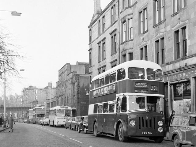 A number 33 bus out on service during a bus strike in Edinburgh in November 1964.