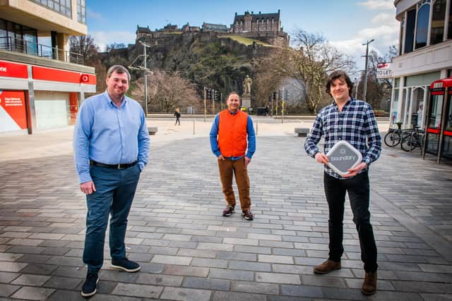 Boundary Technologies founders Robin Knox and Paul Walton, with Skyscanner co-founder Gareth Williams (pictured centre).