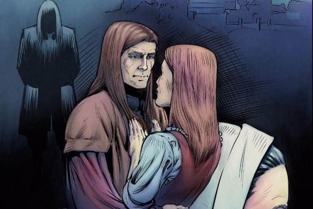 The comic details the trial of lovers Daniel Nicholson and Marion Maxwell, who colluded to kill the man's wife – charged with "notorious adultery", they faced execution if convicted. Picture: University of Dundee